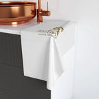 White Gold Crest Hand Towel Luxury Quick Dry Bath Linen Home Decor by Printify