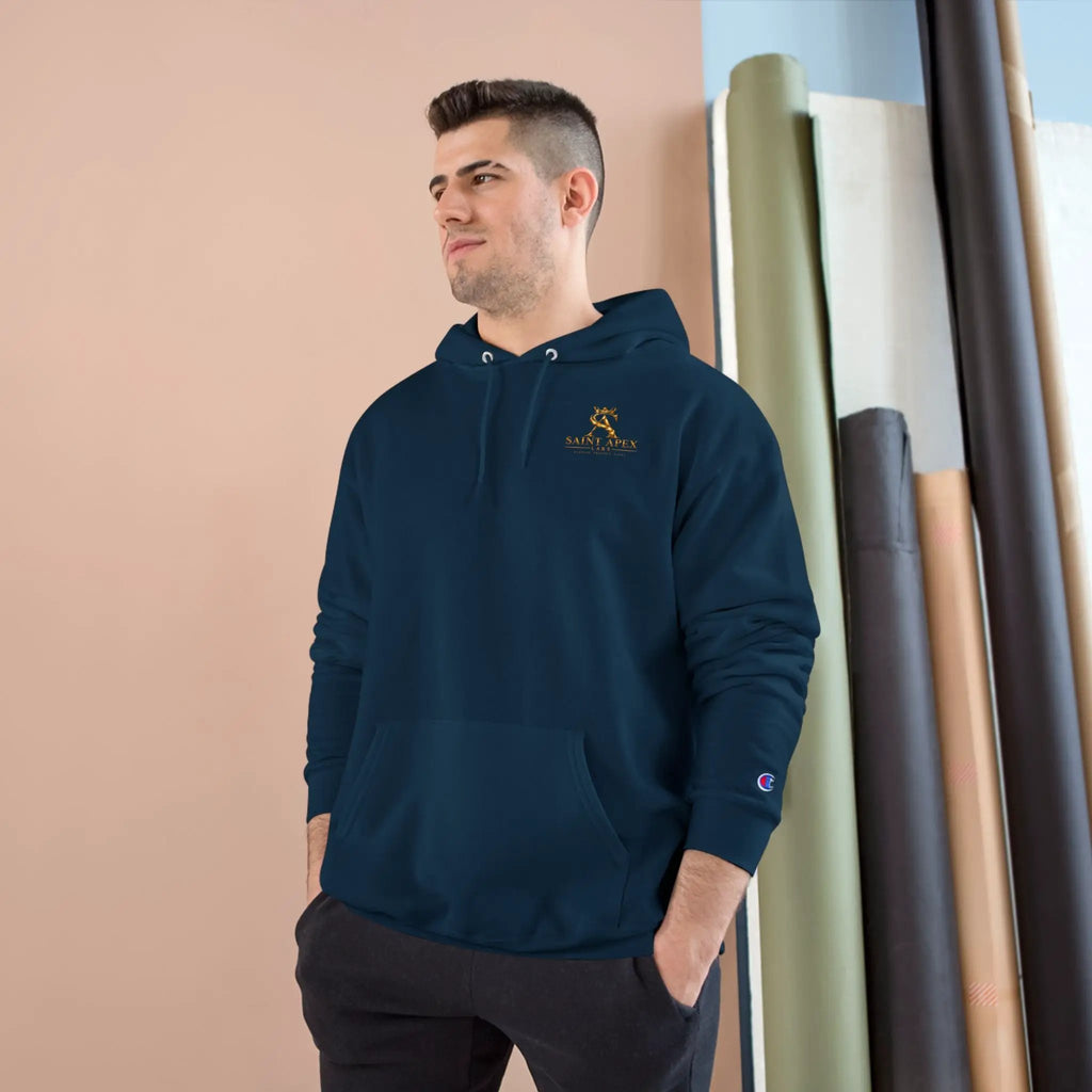 Minimalist Champion Hoodie – Small Chest Logo Pullover by Printify