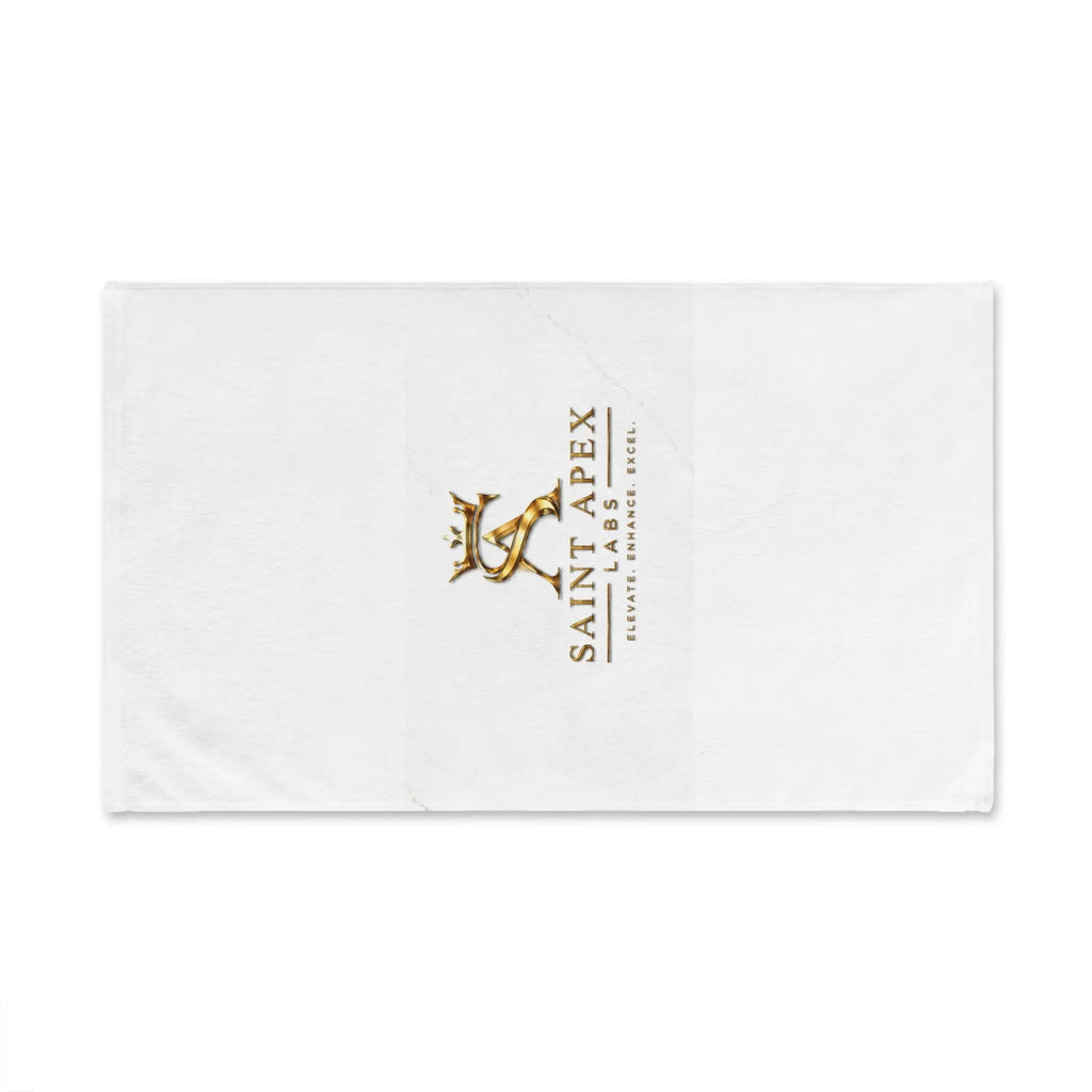 White Gold Crest Hand Towel Luxury Quick Dry Bath Linen Home Decor by Printify