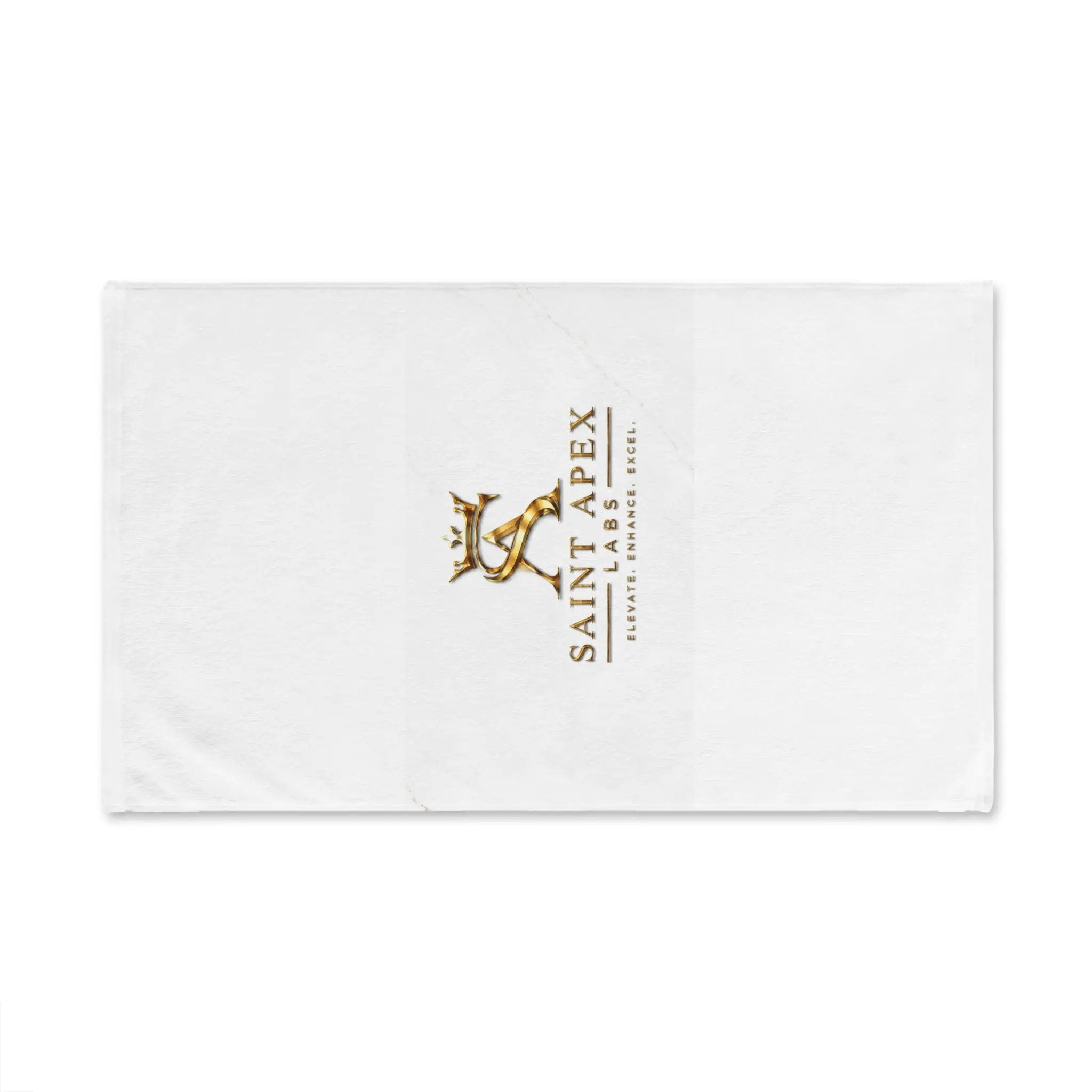 White Gold Crest Hand Towel Luxury Quick Dry Bath Linen Home Decor by Printify