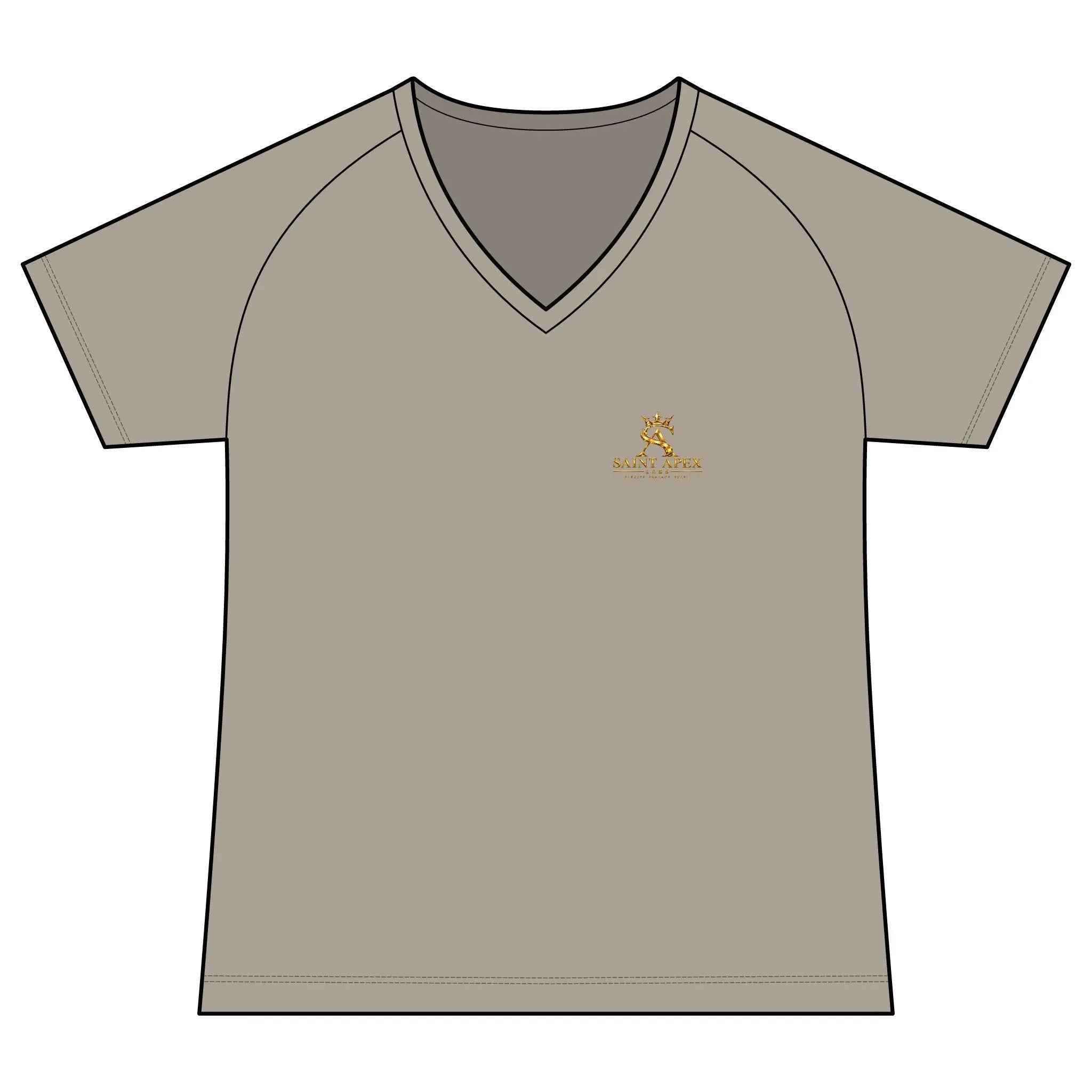 Women's Performance V-Neck T‑Shirt — Small Gold Deer Logo by Printify