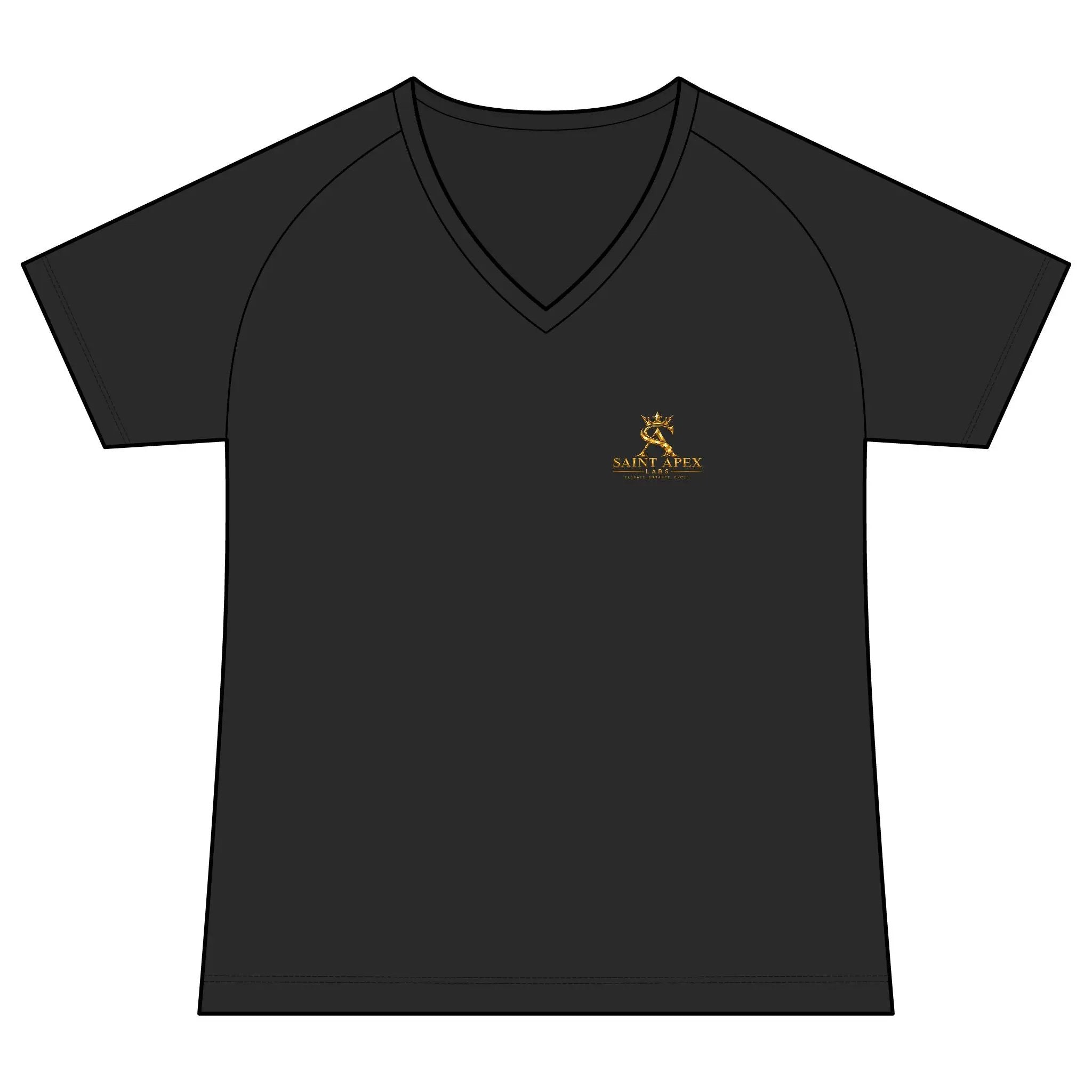 Women's Performance V-Neck T‑Shirt — Small Gold Deer Logo by Printify
