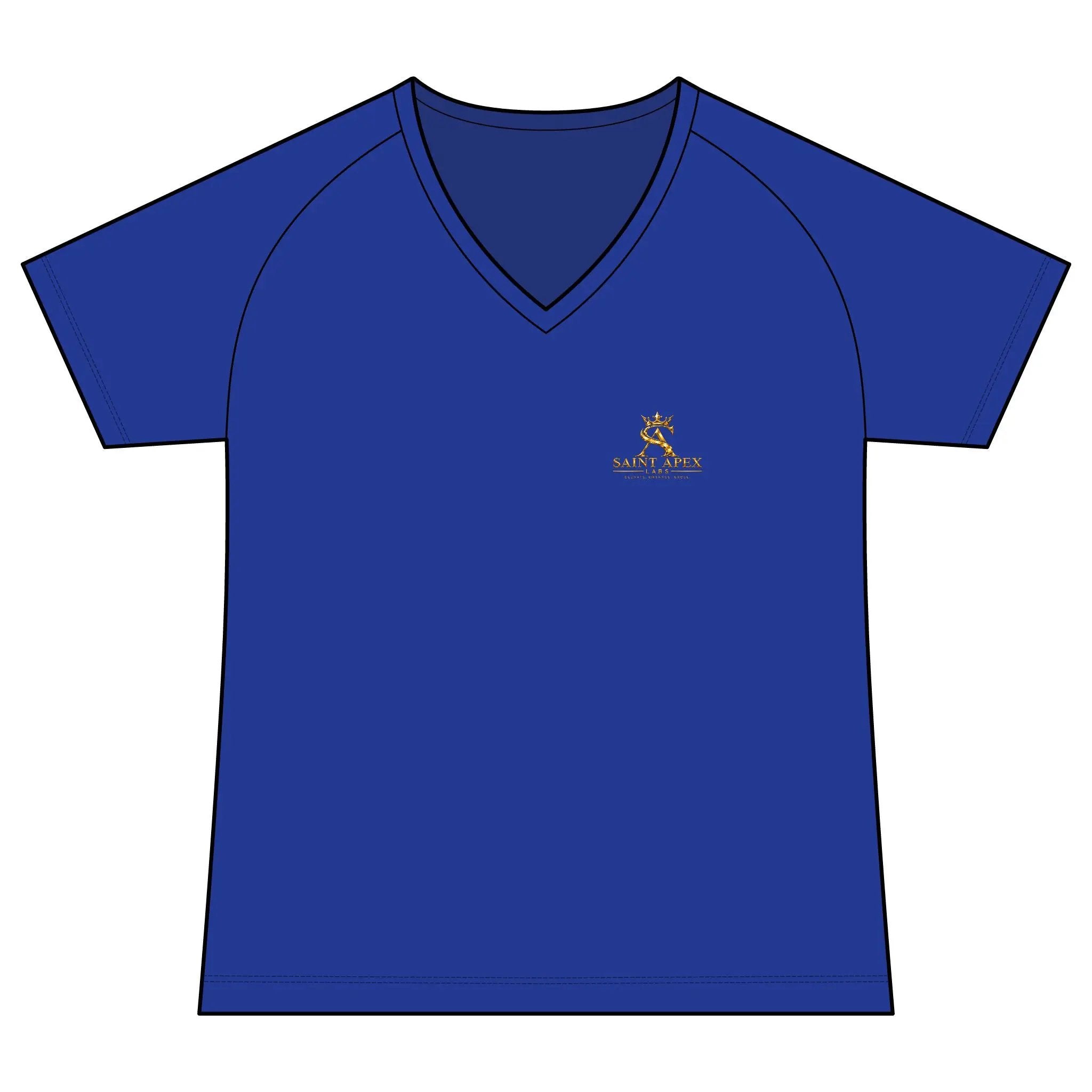 Women's Performance V-Neck T‑Shirt — Small Gold Deer Logo by Printify