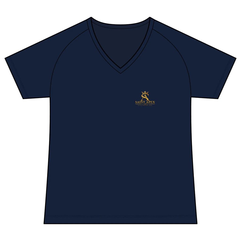 Women's Performance V-Neck T‑Shirt — Small Gold Deer Logo by Printify