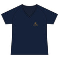 Women's Performance V-Neck T‑Shirt — Small Gold Deer Logo by Printify