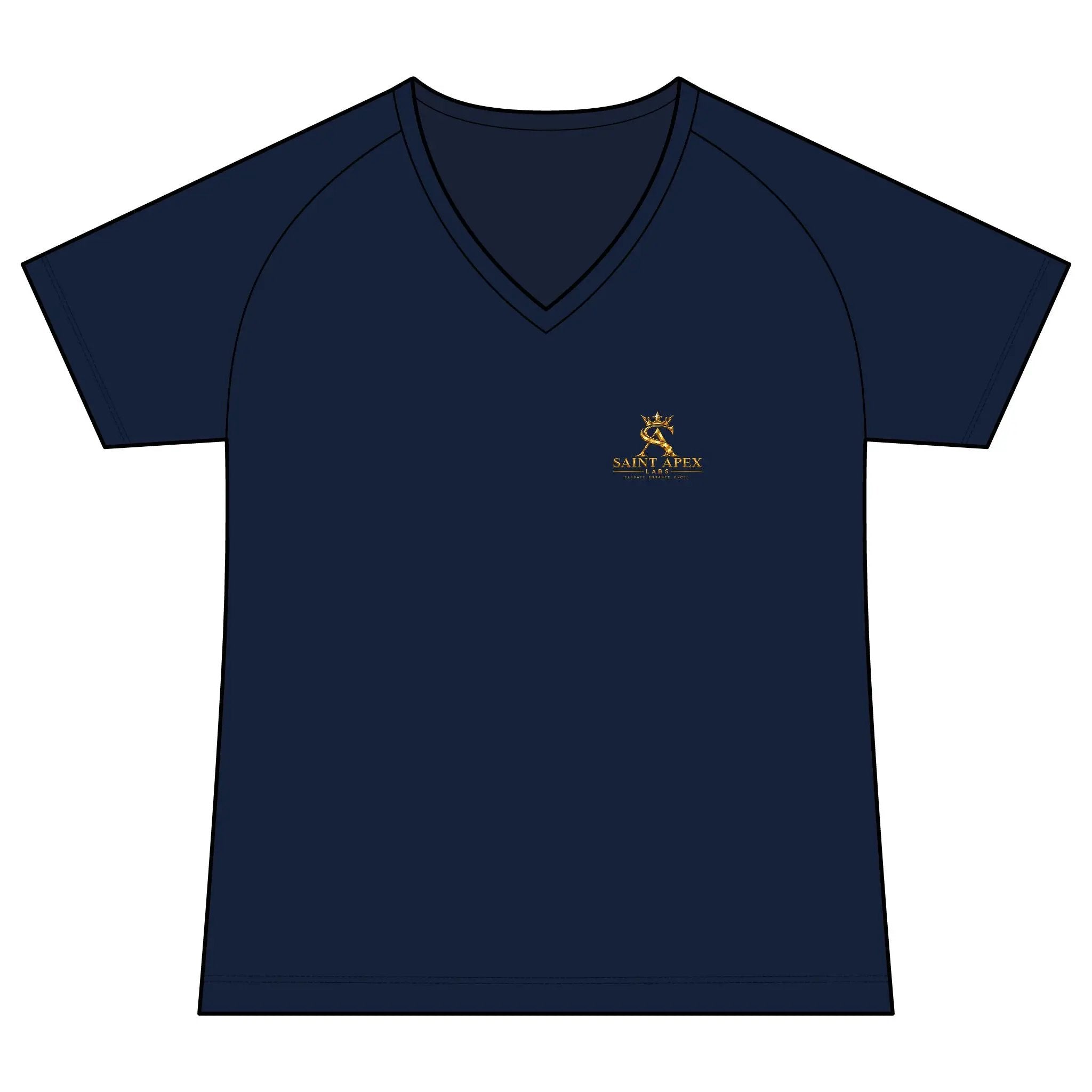 Women's Performance V-Neck T‑Shirt — Small Gold Deer Logo by Printify