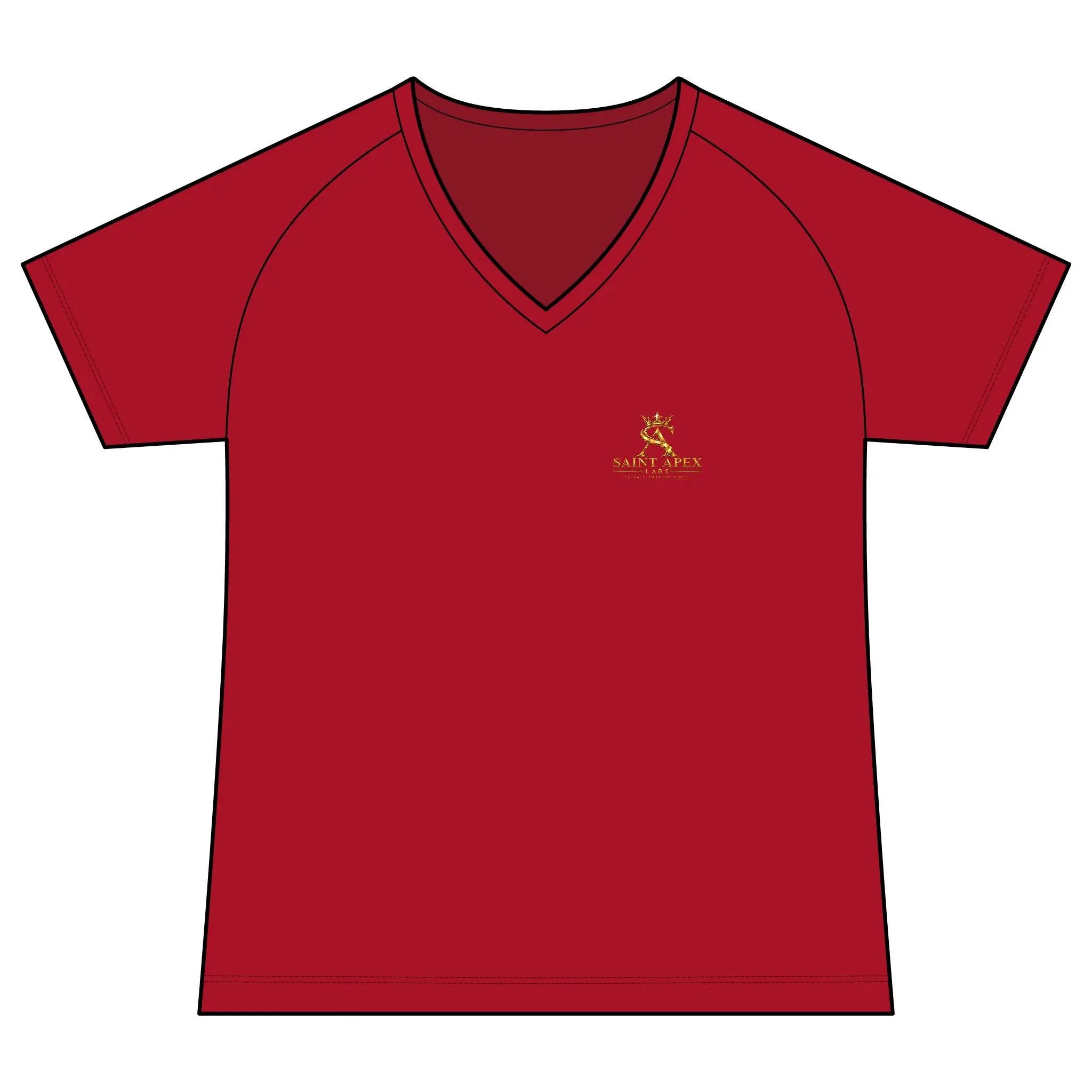 Women's Performance V-Neck T‑Shirt — Small Gold Deer Logo by Printify
