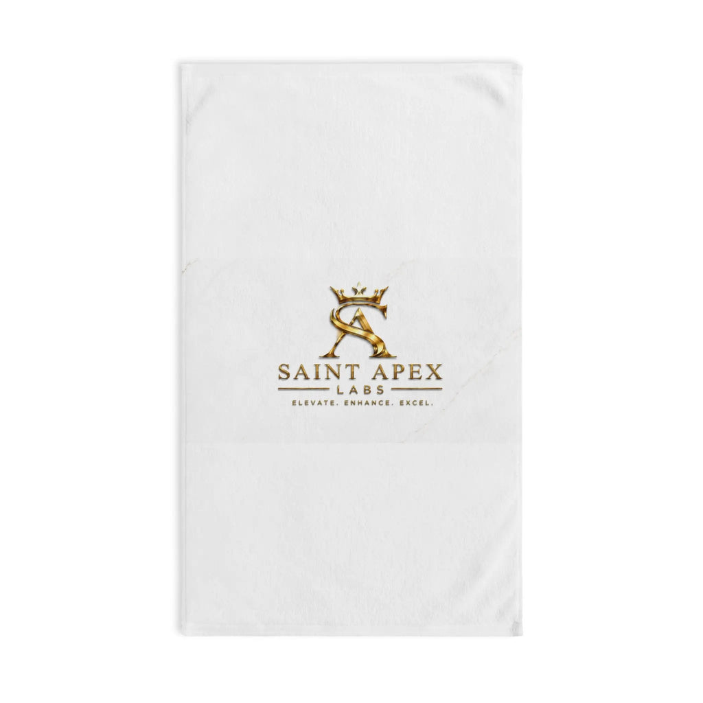 White Gold Crest Hand Towel Luxury Quick Dry Bath Linen Home Decor by Printify
