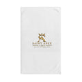 White Gold Crest Hand Towel Luxury Quick Dry Bath Linen Home Decor by Printify