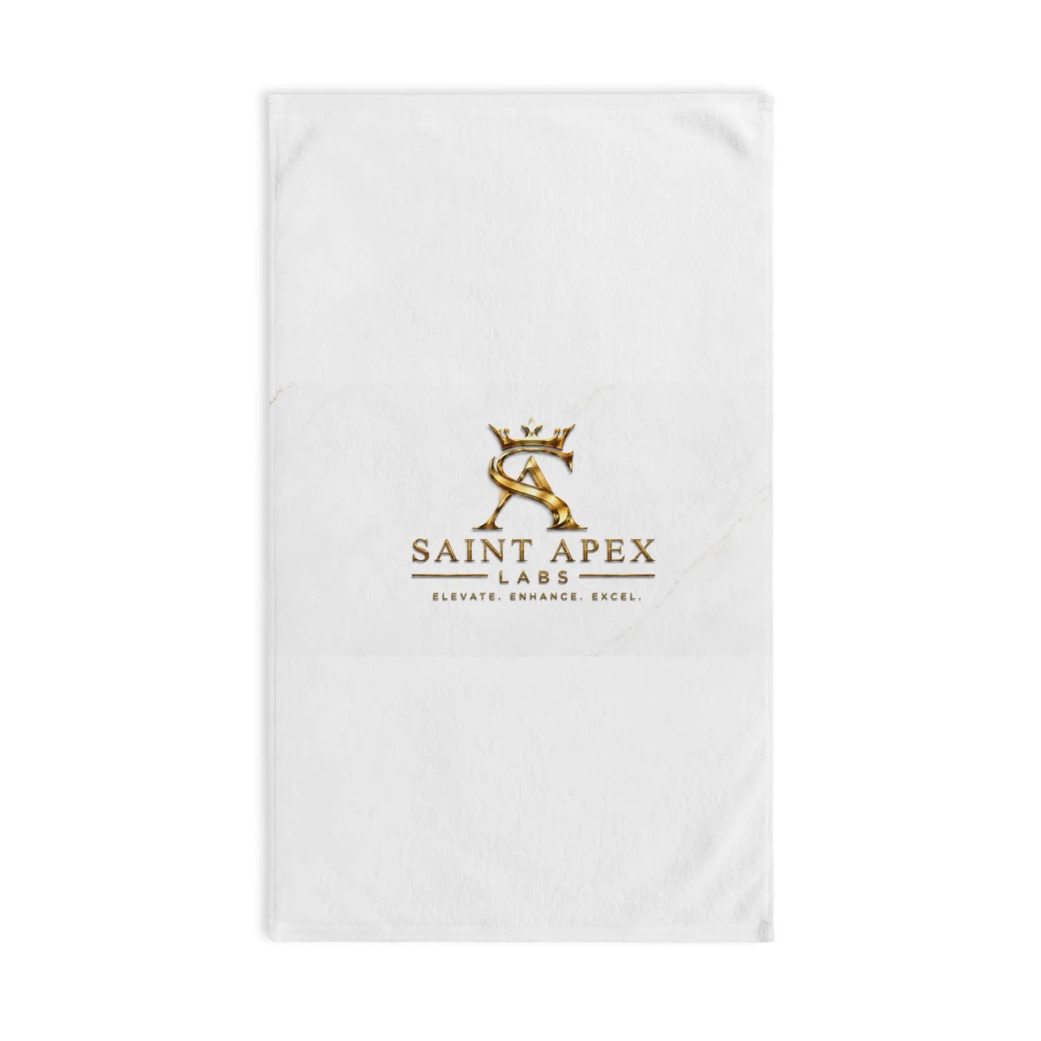 White Gold Crest Hand Towel Luxury Quick Dry Bath Linen Home Decor by Printify