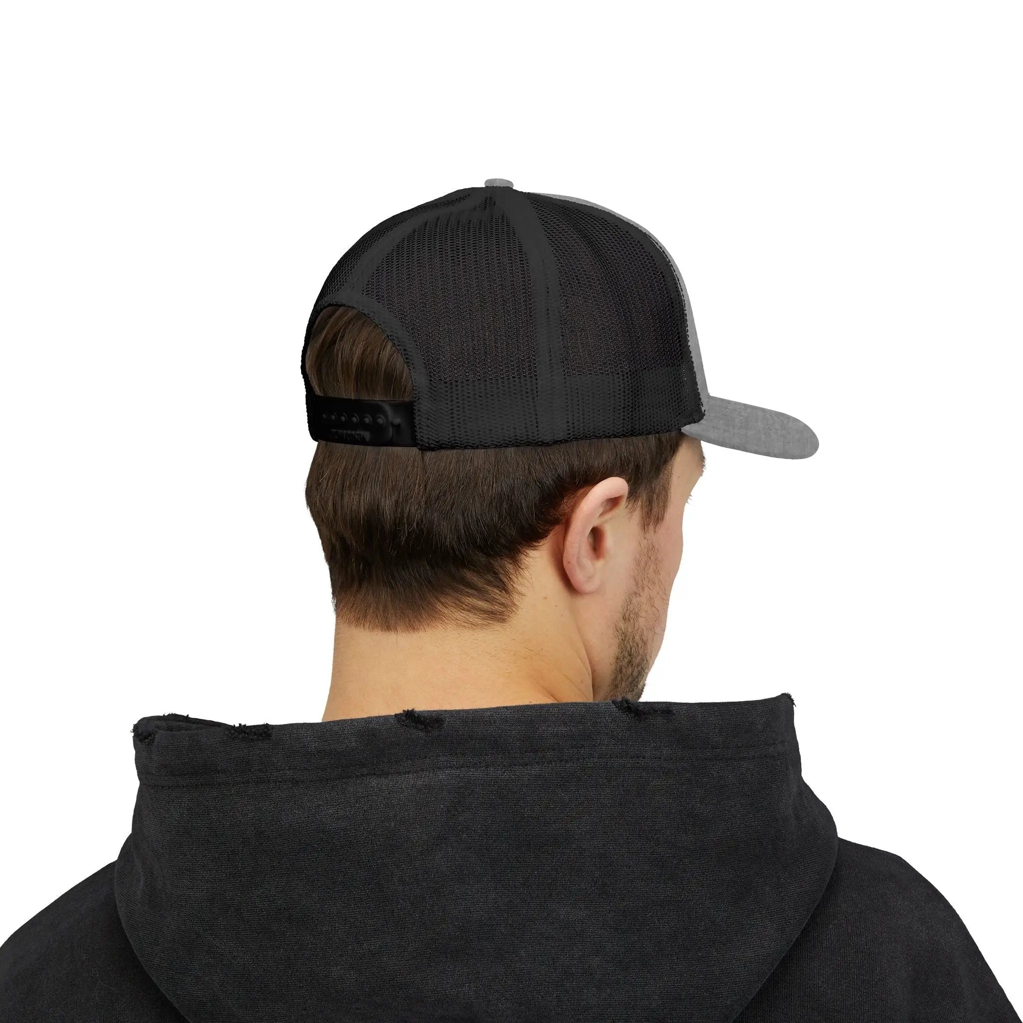 Snapback Trucker Cap — Saint Apex Gold Logo Mesh Hat by Printify