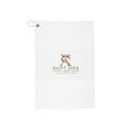 Saint Apex Logo Golf Towel – Premium White Microfiber Golf Towel with Grommet & Clip by Printify