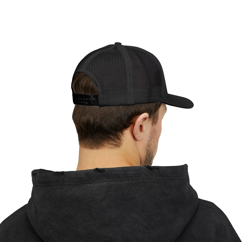Snapback Trucker Cap — Saint Apex Gold Logo Mesh Hat by Printify