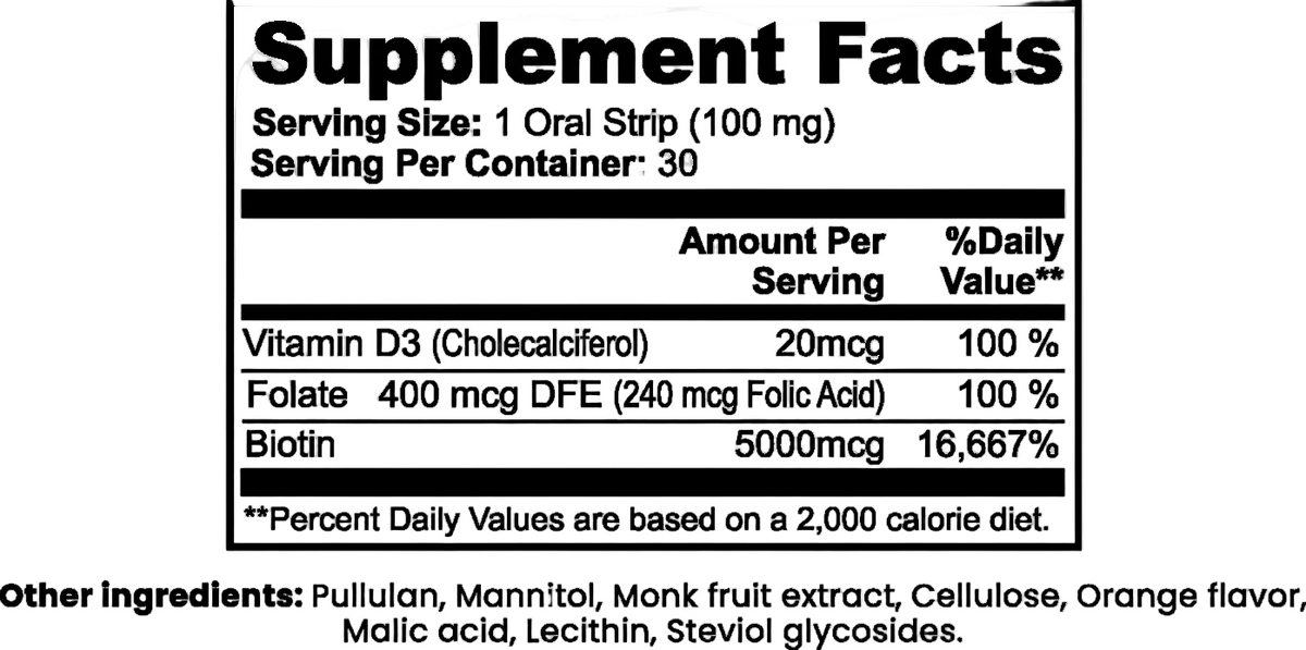 Hair Skin and Nails Strips Nutritional Supplement for Healthy Beauty On the Go by Supliful