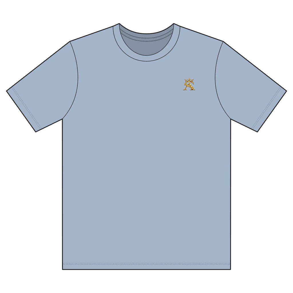 Black Garment Dyed Relaxed Fit Cotton T Shirt With Gold Chest Logo by Printify
