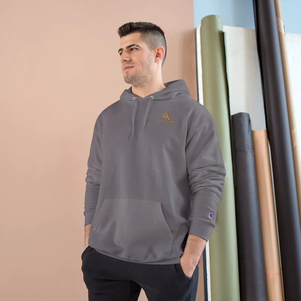 Minimalist Champion Hoodie – Small Chest Logo Pullover by Printify