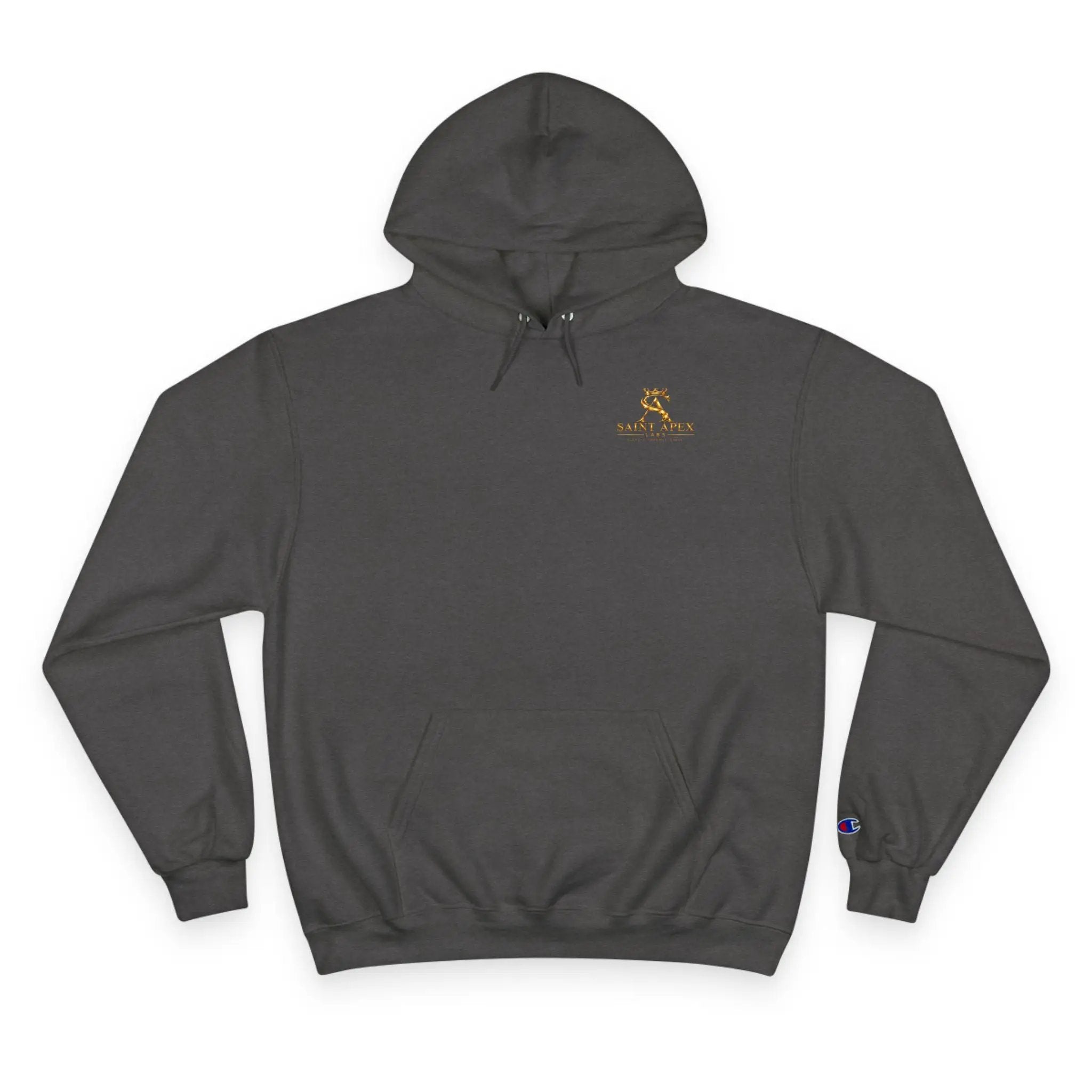 Minimalist Champion Hoodie – Small Chest Logo Pullover by Printify