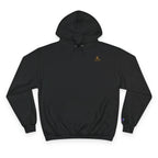 Saint Apex Black Hoodie Minimalist Chest Logo With Champion Sleeve Patch by Printify