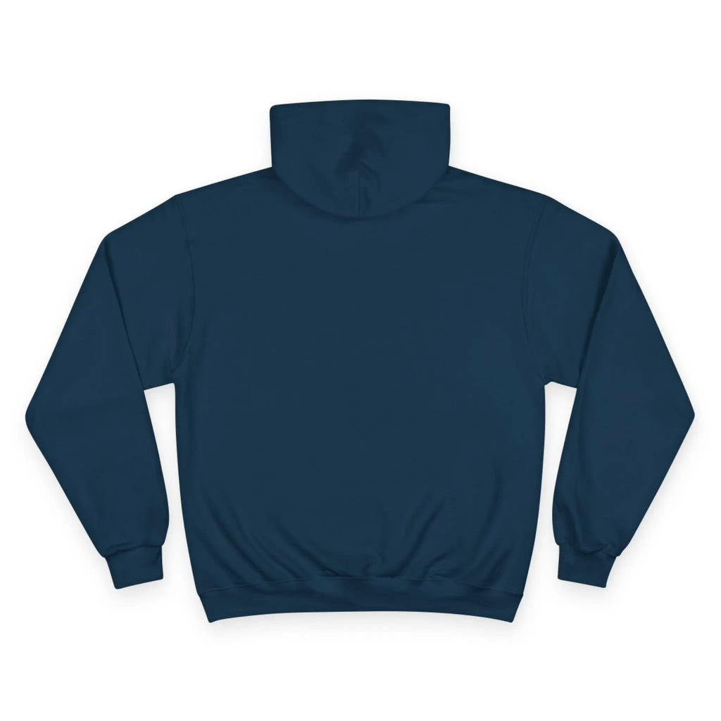 Saint Apex Black Hoodie Minimalist Chest Logo With Champion Sleeve Patch by Printify