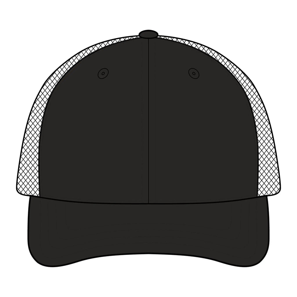 Saint Apex Labs Gold Crest Logo Structured Six Panel Trucker Hat by Printify