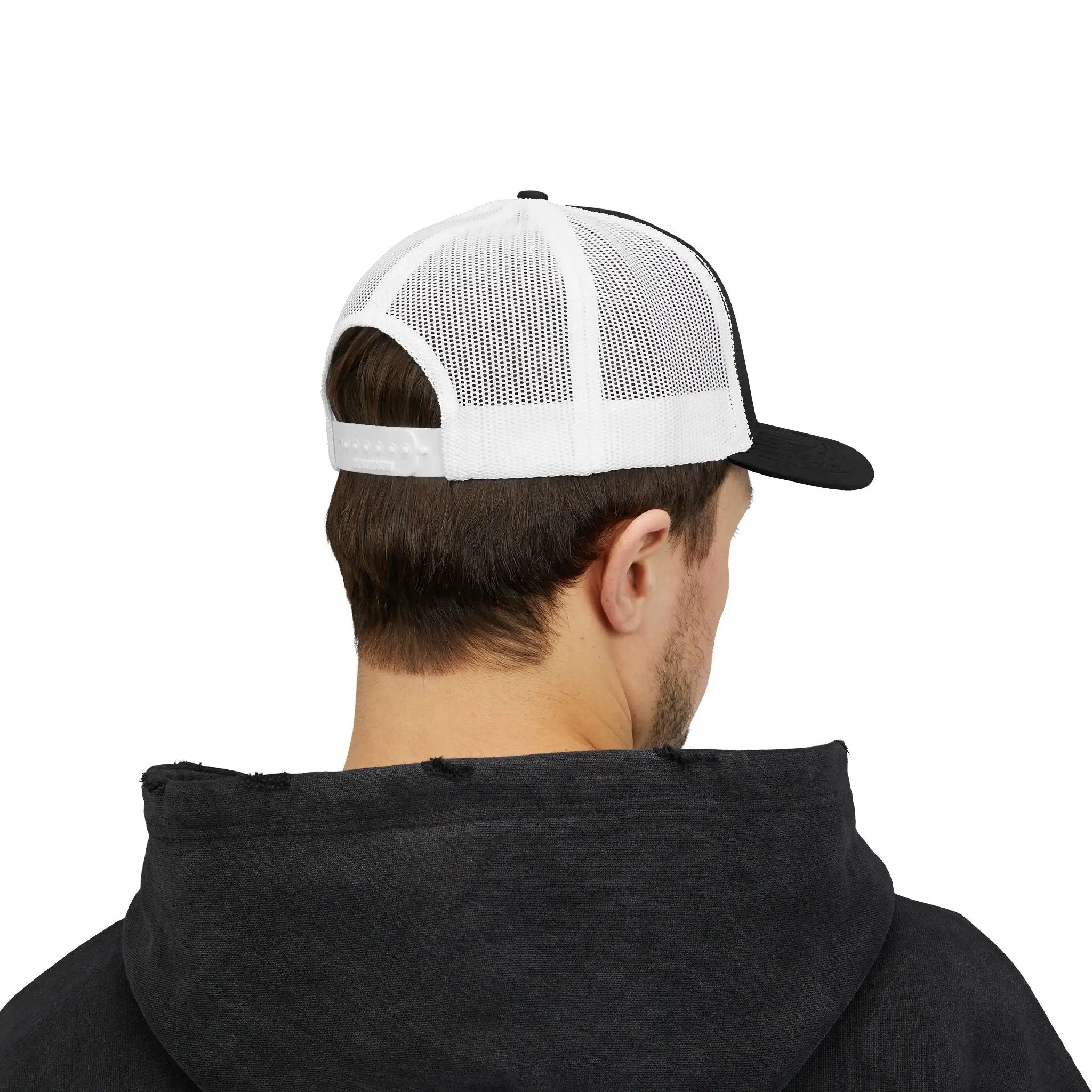 Snapback Trucker Cap — Saint Apex Gold Logo Mesh Hat by Printify