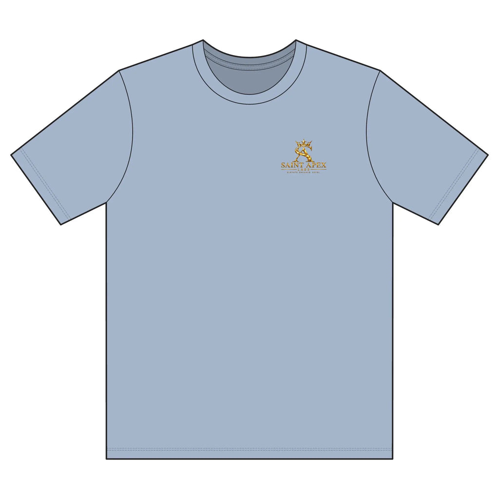 Black Garment Dyed Relaxed Fit Cotton T Shirt With Gold Chest Logo by Printify