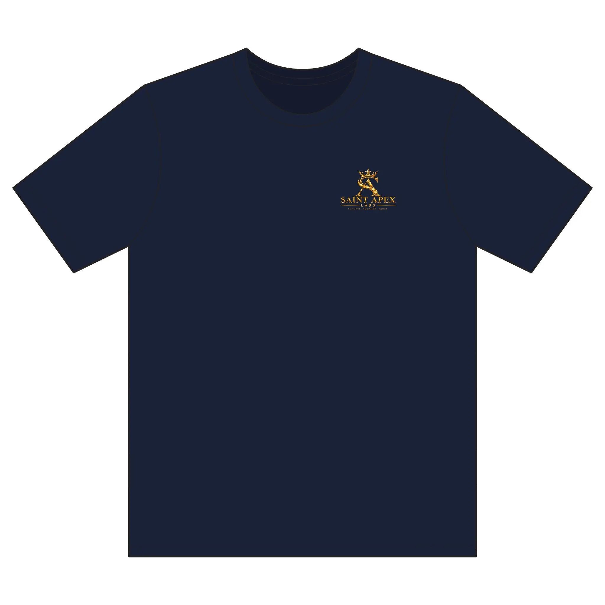 Black Garment Dyed Relaxed Fit Cotton T Shirt With Gold Chest Logo by Printify