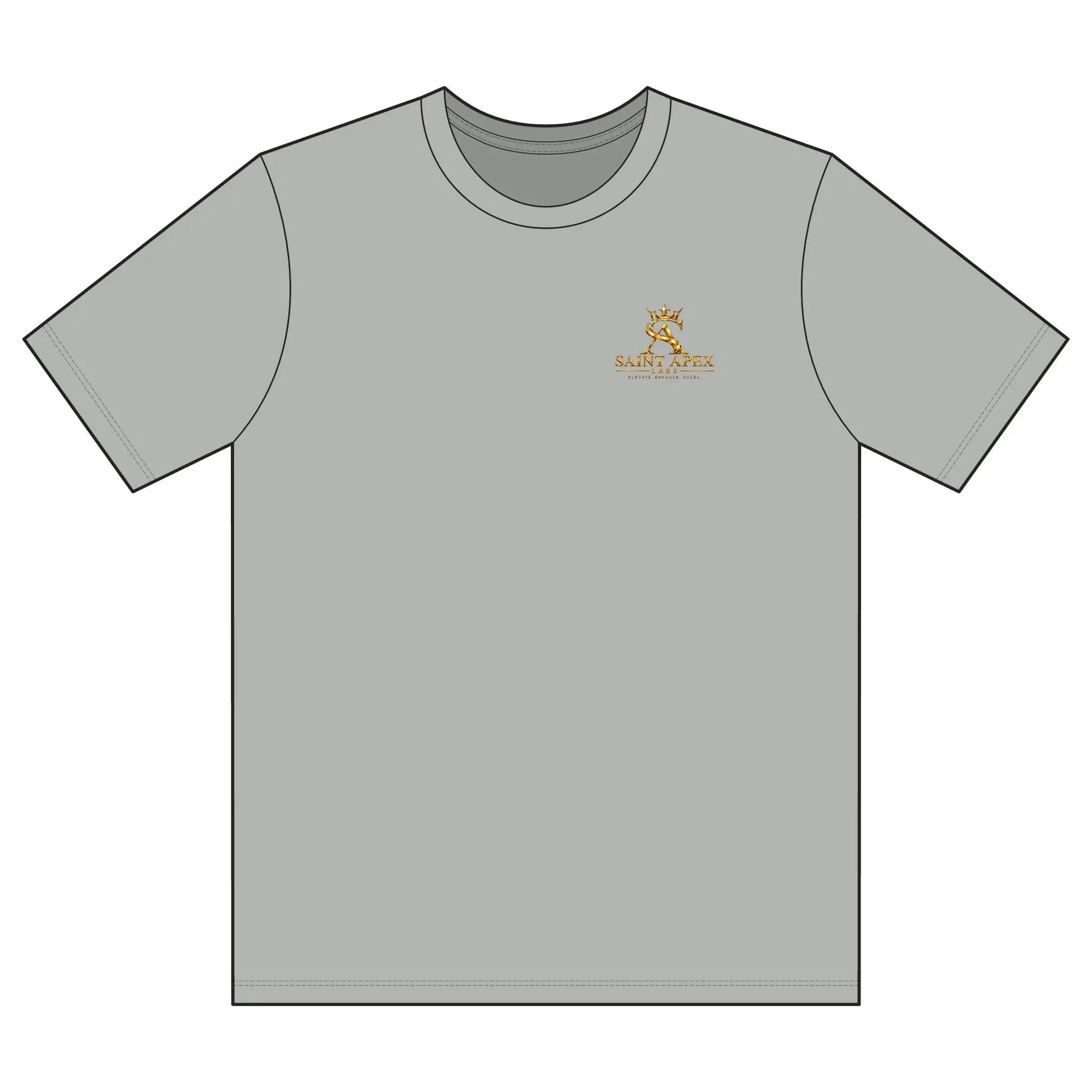 Black Garment Dyed Relaxed Fit Cotton T Shirt With Gold Chest Logo by Printify