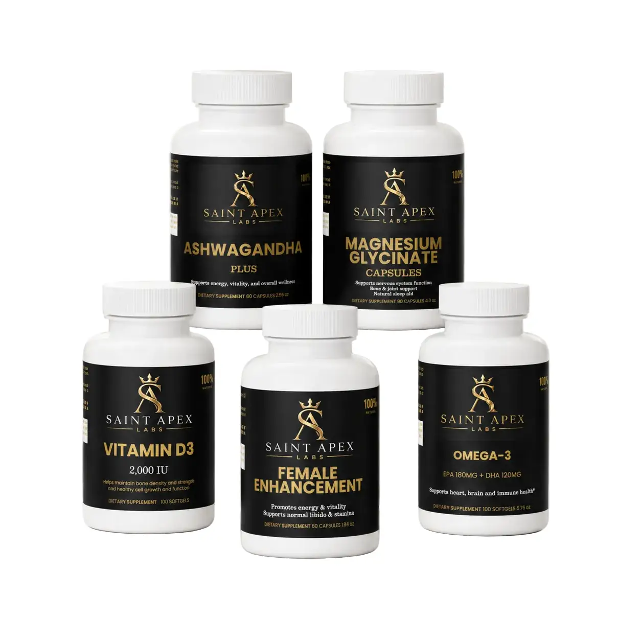 Saint Apex Labs Daily Women Hormone Supplement Bundle 5 Piece Set by Supliful