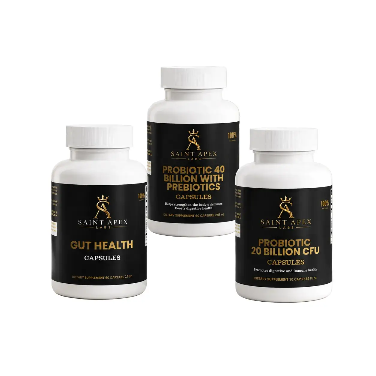 Saint Apex Labs Digestive Gut Wellness Support Bundle Three Piece Set by Supliful
