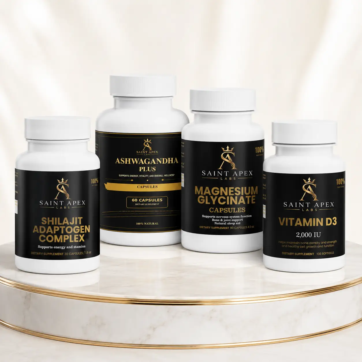 Saint Apex Labs Daily Male Hormone Supplement Bundle 4-Piece Set for men by Supliful