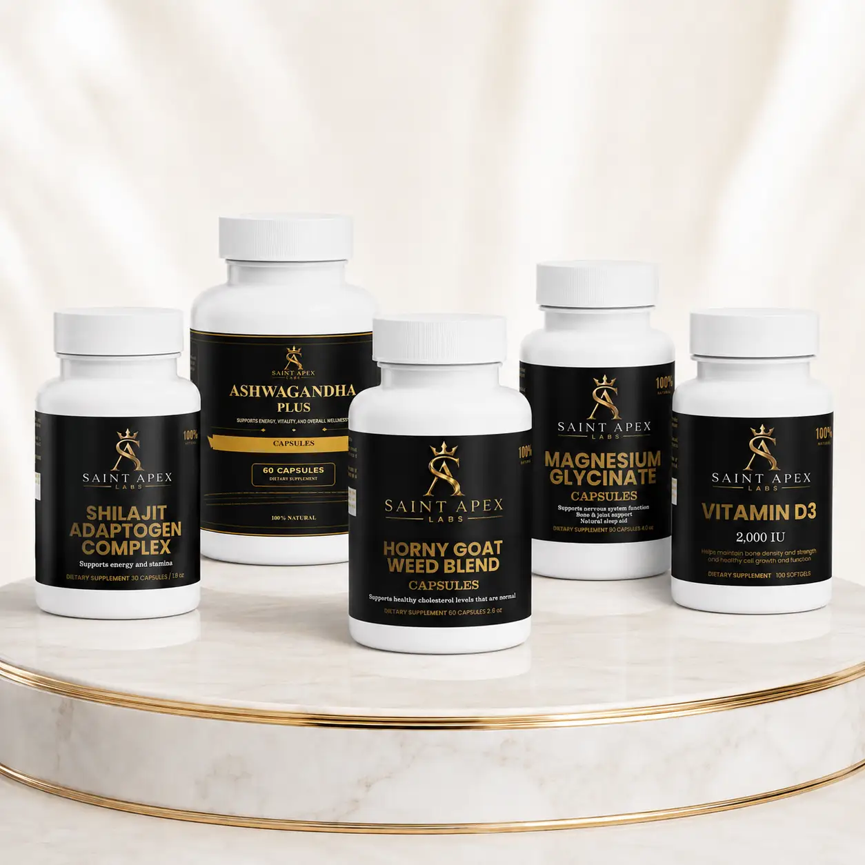 Saint Apex Labs Daily Male Hormone Supplement Bundle 5 Piece Set by Supliful