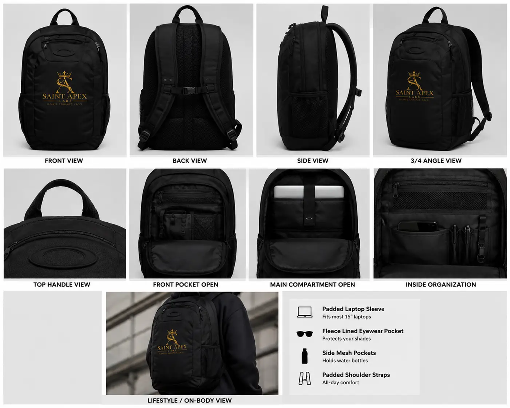 Saint Apex Labs 20L Water Resistant Everyday Laptop Backpack by Printify