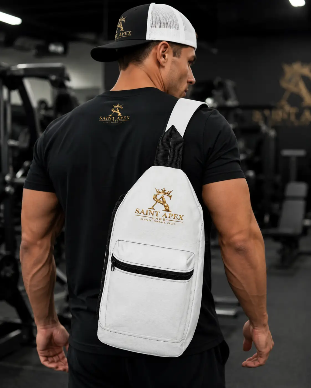 Saint Apex White Canvas Embroidered Sling Bag Compact Crossbody Camera Accessory by Printify
