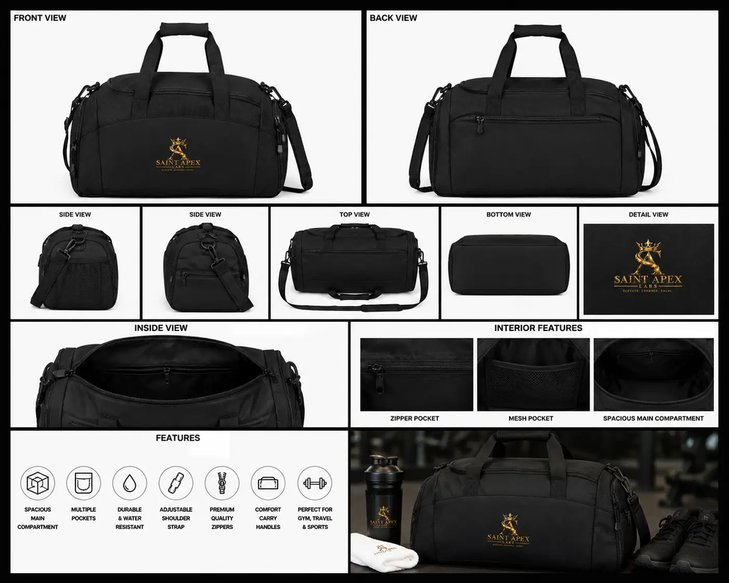 Saint Apex Custom Embroidered Gym Duffel Bag Sports Travel by Printify