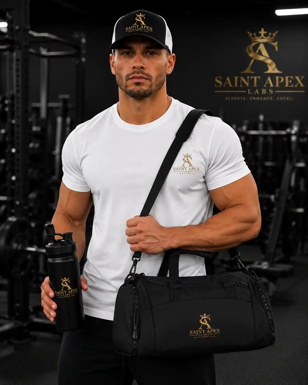 Saint Apex Custom Embroidered Gym Duffel Bag Sports Travel by Printify