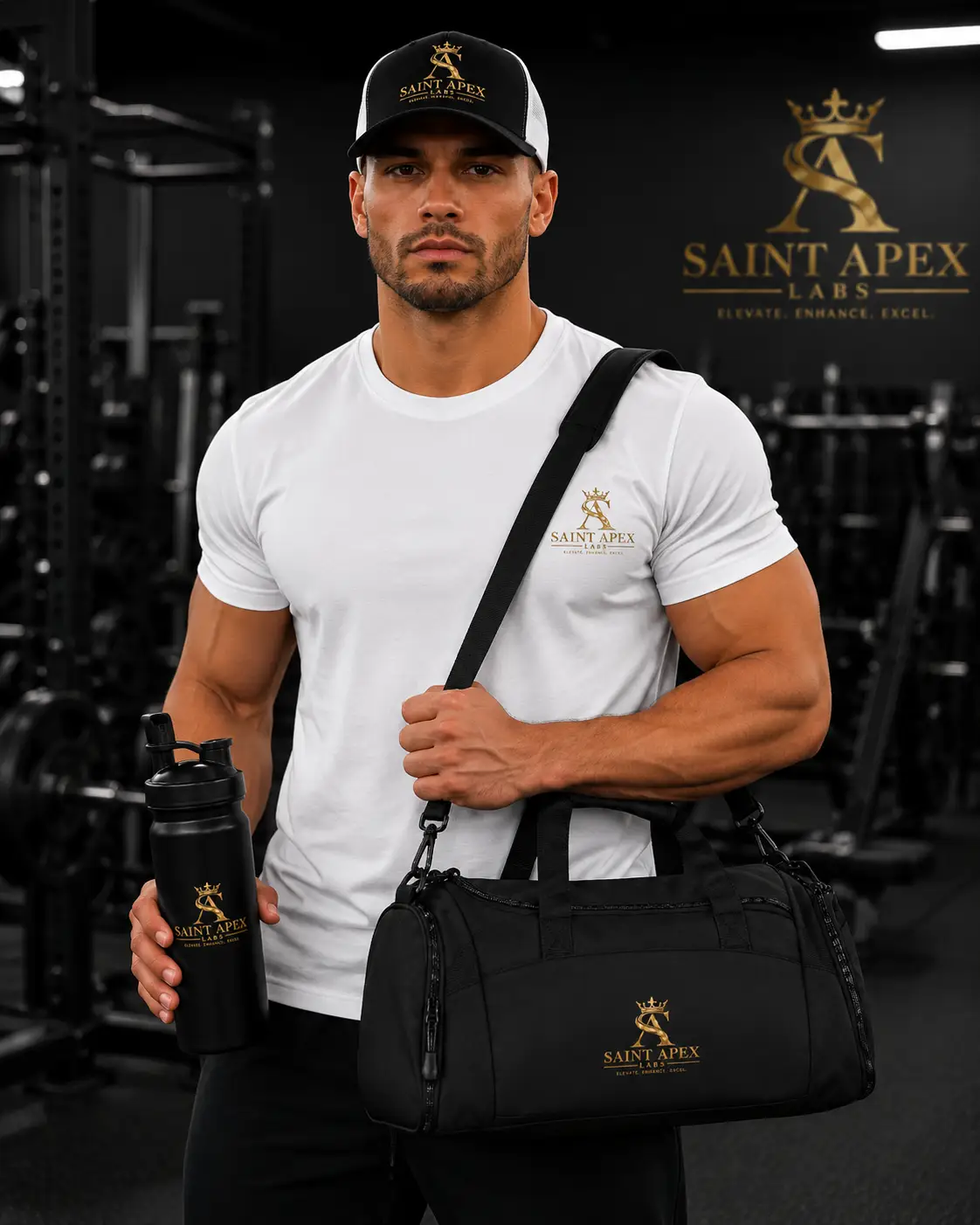 Saint Apex Custom Embroidered Gym Duffel Bag Sports Travel by Printify