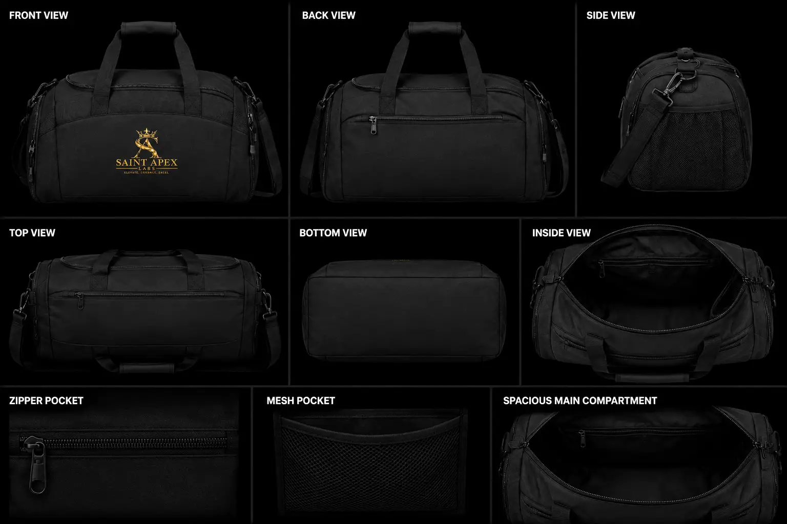 Saint Apex Custom Embroidered Gym Duffel Bag Sports Travel by Printify