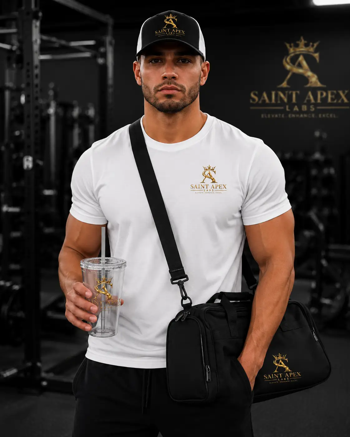 Saint Apex Gold Crest 16oz Clear Insulated Tumbler With Straw by Printify