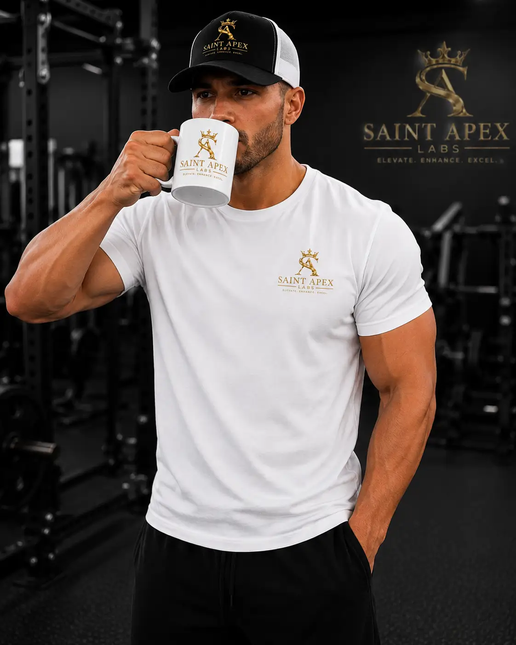 Saint Apex Gold Crest Glossy Ceramic Coffee Mug 11oz 15oz by Printify