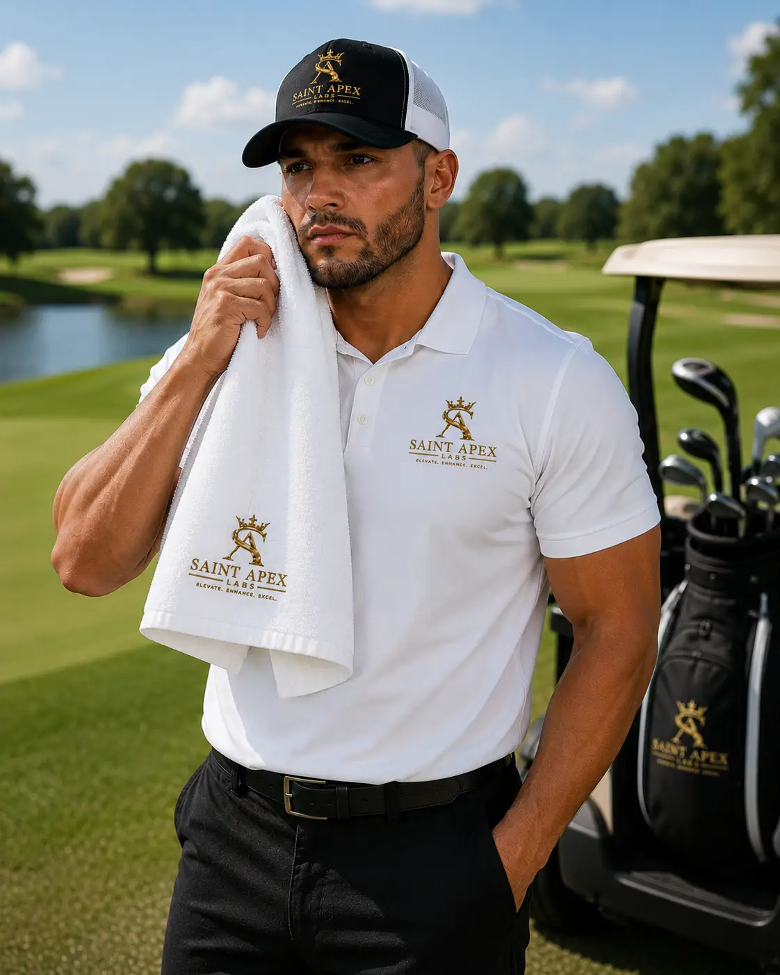 Lightweight Quick Dry Microfiber Golf Towel With Gold Grommet And Clip by Printify