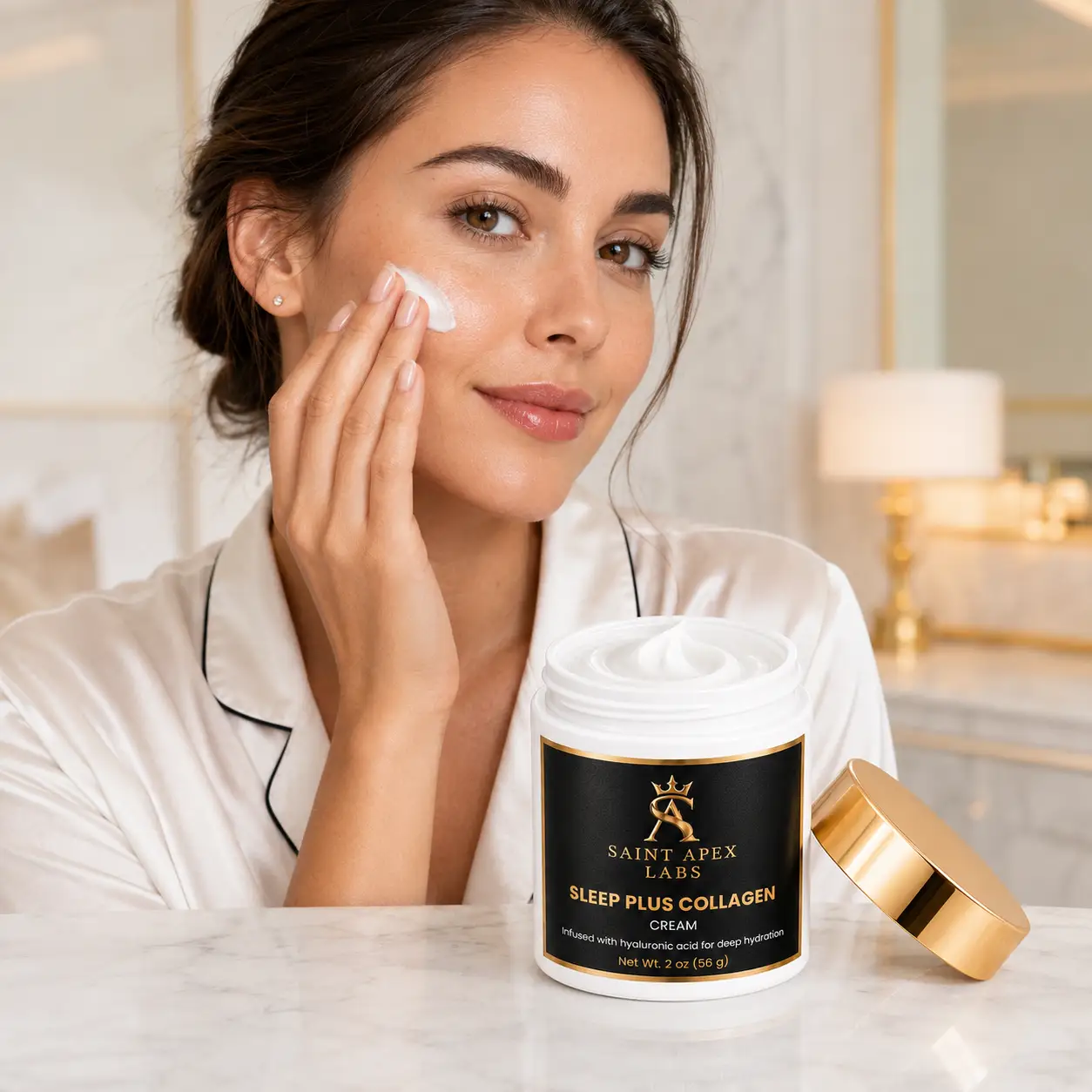 Saint Apex Labs Sleep Plus Collagen Cream Hyaluronic Acid Night Facial Treatment by Supliful