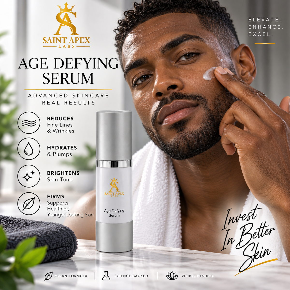 Saint Apex Labs Age Defying Serum Squalane Soy Protein Hydrating Face Serum by BLANKA