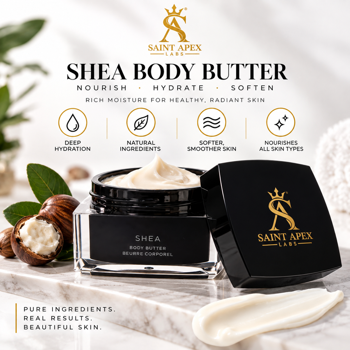Saint Apex Labs Shea Body Butter Fair Trade Intense Moisture Cream by BLANKA