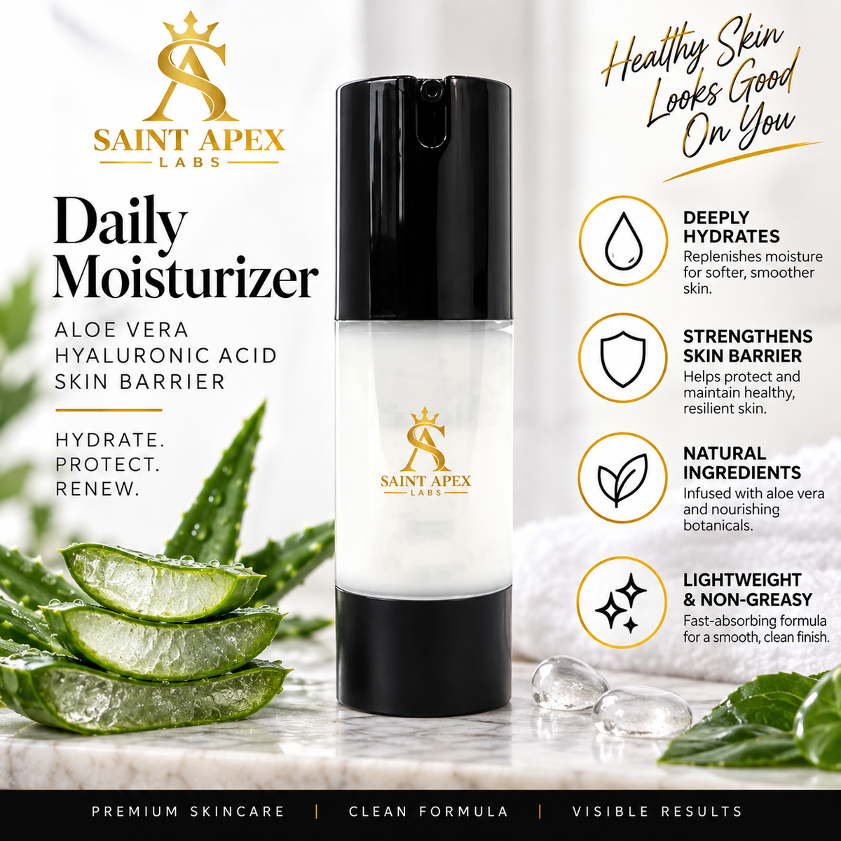 Saint Apex Labs Daily Moisturizer Aloe Vera Hyaluronic Acid Skin Barrier by BLANKA