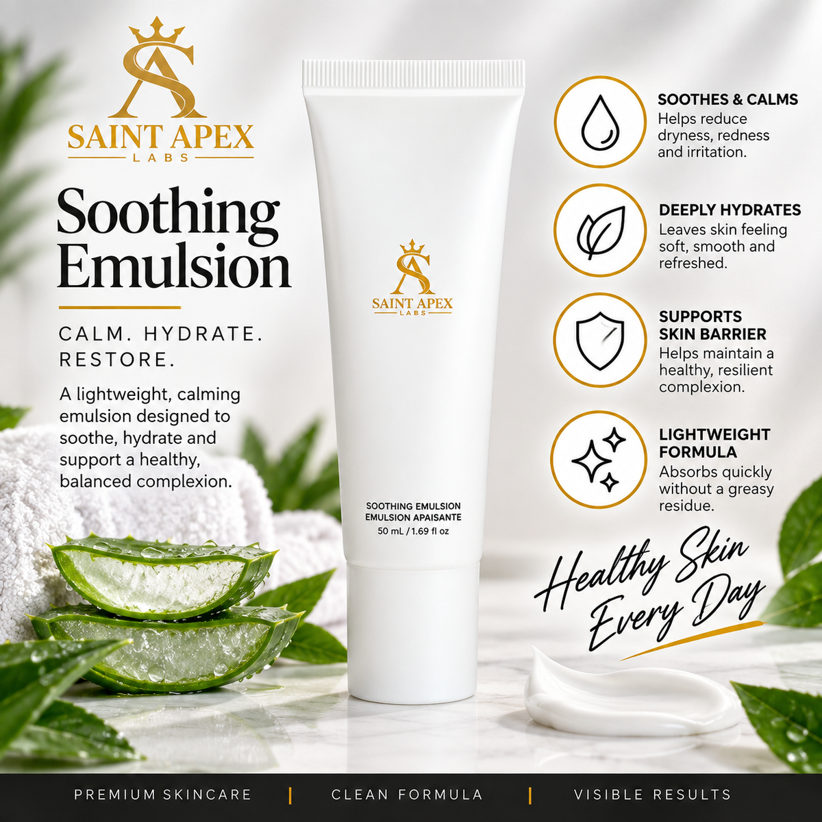 Saint Apex Labs Soothing Emulsion Deep Hydration Lightweight Face Moisturizer by BLANKA