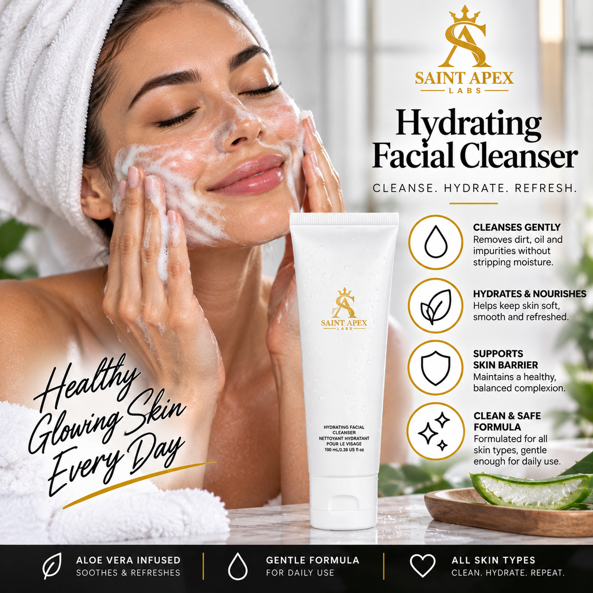 Saint Apex Labs Hydrating Facial Cleanser With Aloe Extract Moisturizing Wash by BLANKA
