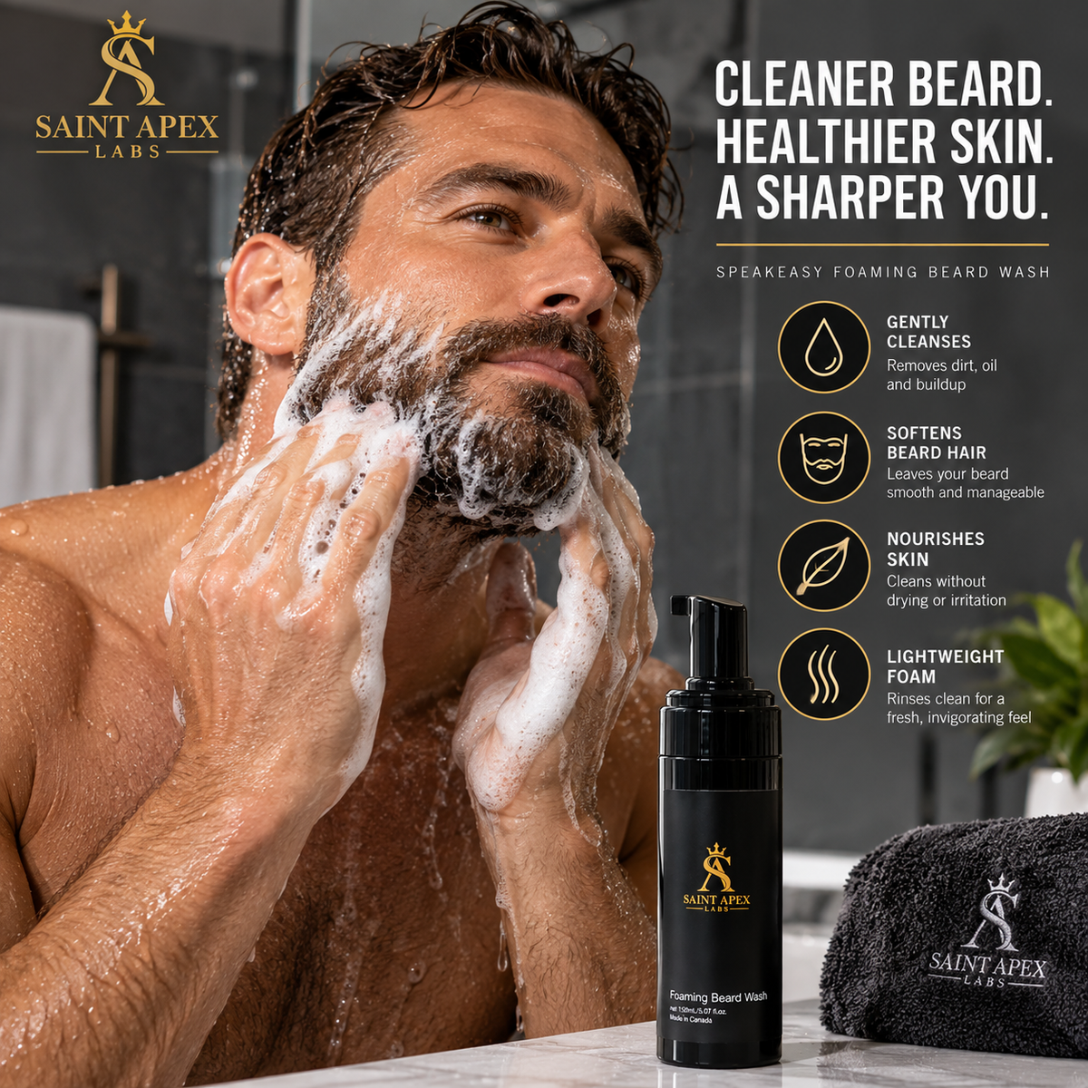 Speakeasy Foaming Beard Wash with Aloe Vera & Jojoba Cleanser by BLANKA