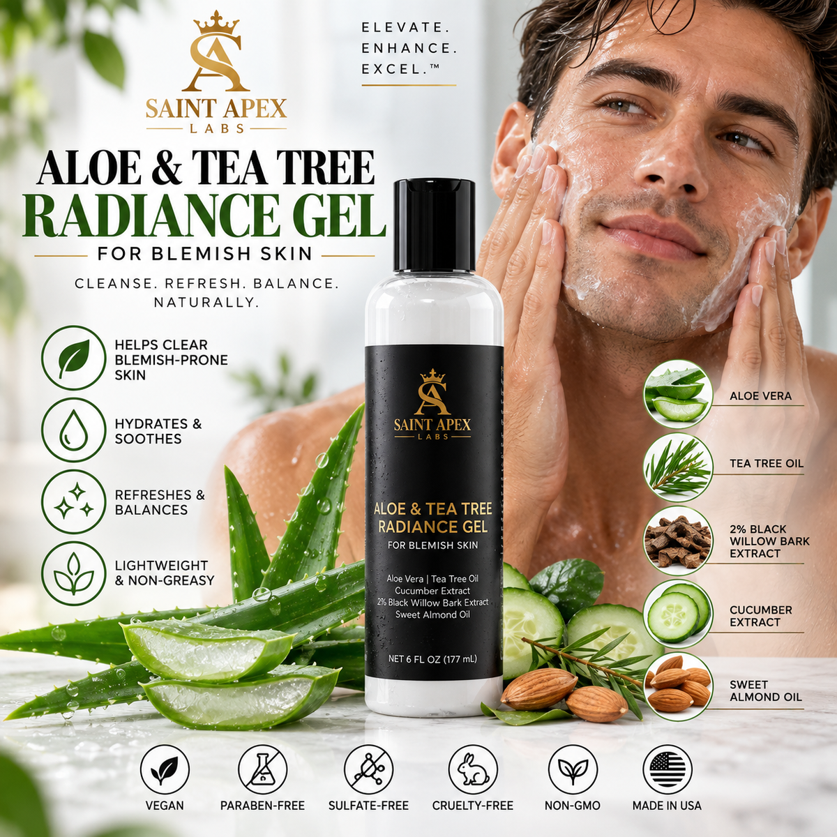 Saint Apex Labs Aloe And Tea Tree Radiance Gel For Blemish Skin by Supliful