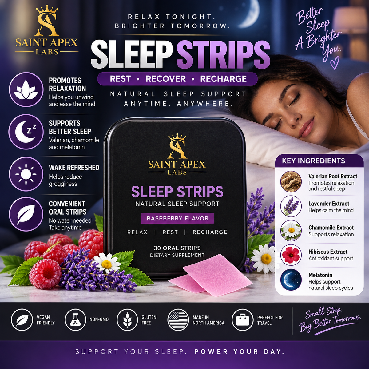 Sleep Strips Energy Oral Strips For Daily Boost And Active Lifestyle by Supliful